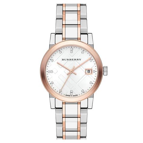 Burberry Ladies Watch Diamond Check Stamped 34mm Two 